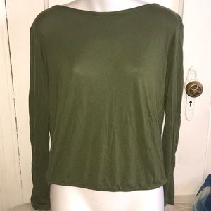 H&M •Army Green Open Back Blouse • M